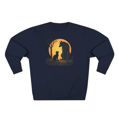 Wolf and Cat Sunset Crewneck Sweatshirt