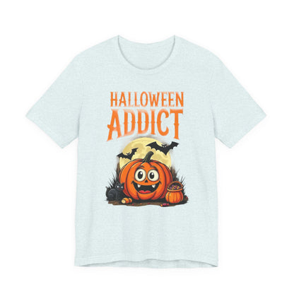 Halloween Addict Tee | Unisex Short Sleeve T-Shirt, Fun Halloween Apparel, Pumpkin Tee, Spooky Season Shirt, Gift for Halloween Lovers - Psychonaut Swag