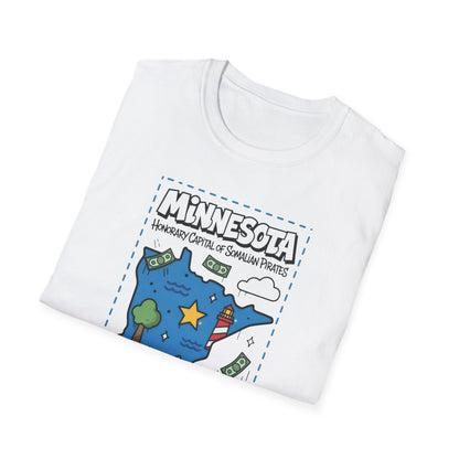 Minnesota Map of Piracy Graphic T-Shirt — Cute State Landmark Tee ("Minnesota")