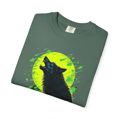 Wolf Howl T-Shirt — Neon Moon Graphic Tee for Nature Lovers