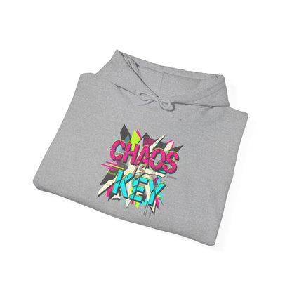Chaos Key Hoodie — Retro Neon Graphic Pullover