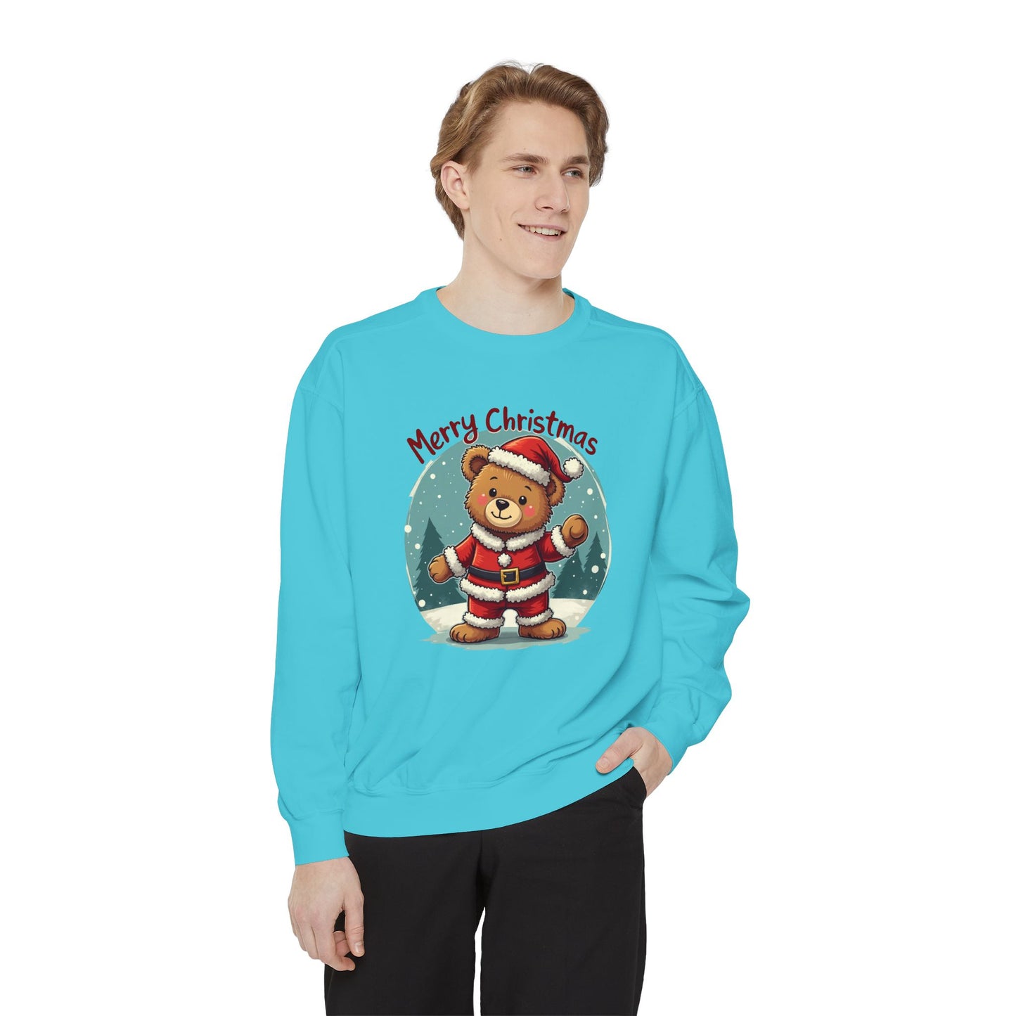 Christmas Bear, Unisex Garment-Dyed Sweatshirt