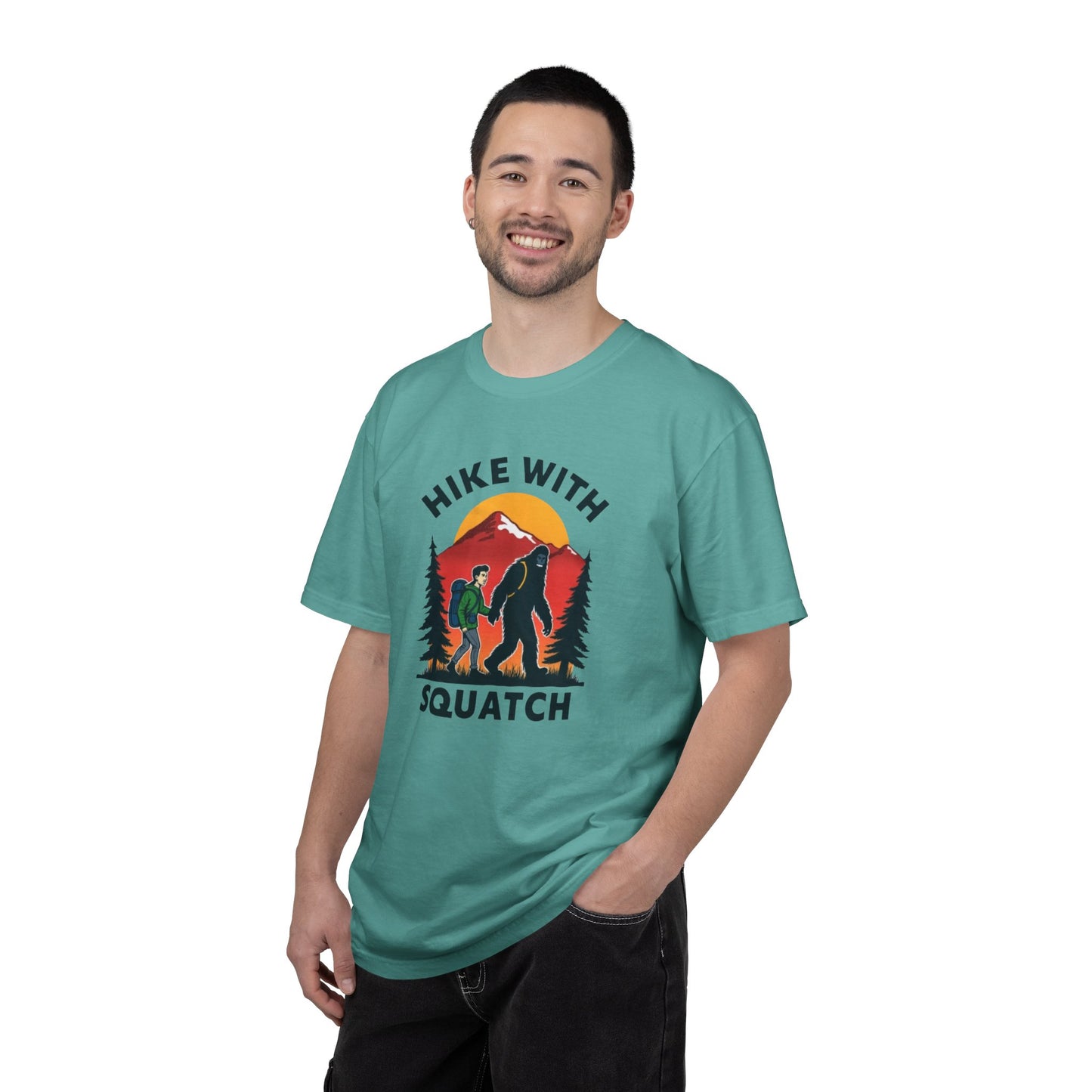 Hike With Squatch T-Shirt — Vintage Bigfoot Hiking Graphic Tee