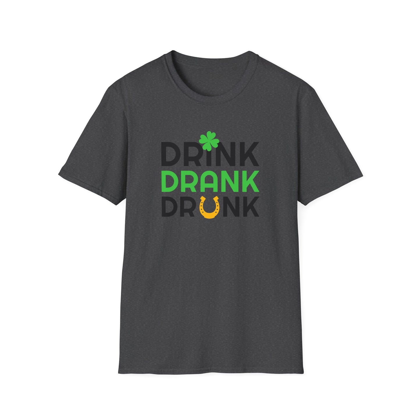 Drink Drank Drunk T-Shirt — St. Patrick’s Day Shamrock & Horseshoe Party Tee