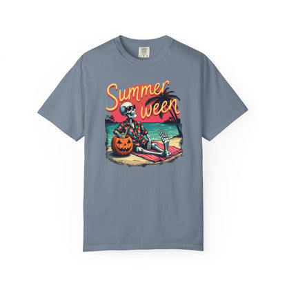 T-Shirt — "Summerween" Beach Skeleton Halloween Graphic Tee