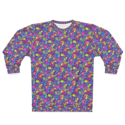 Retro 90's print Christmas Sweater, Unisex Sweatshirt (AOP)