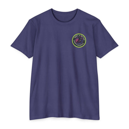 Sports Massage, Retro Camper Badge T-Shirt — Vintage RV Travel Logo Tee