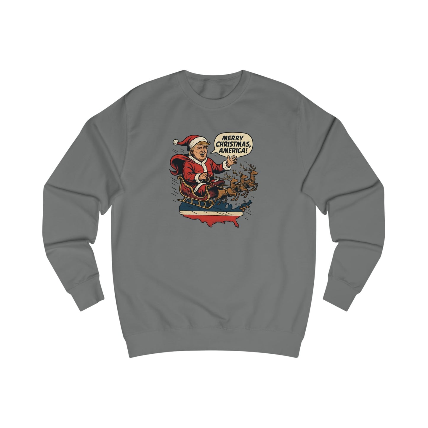 Christmas over the USA Sleigh Sweatshirt — Vintage Holiday Graphic Sweatshirt