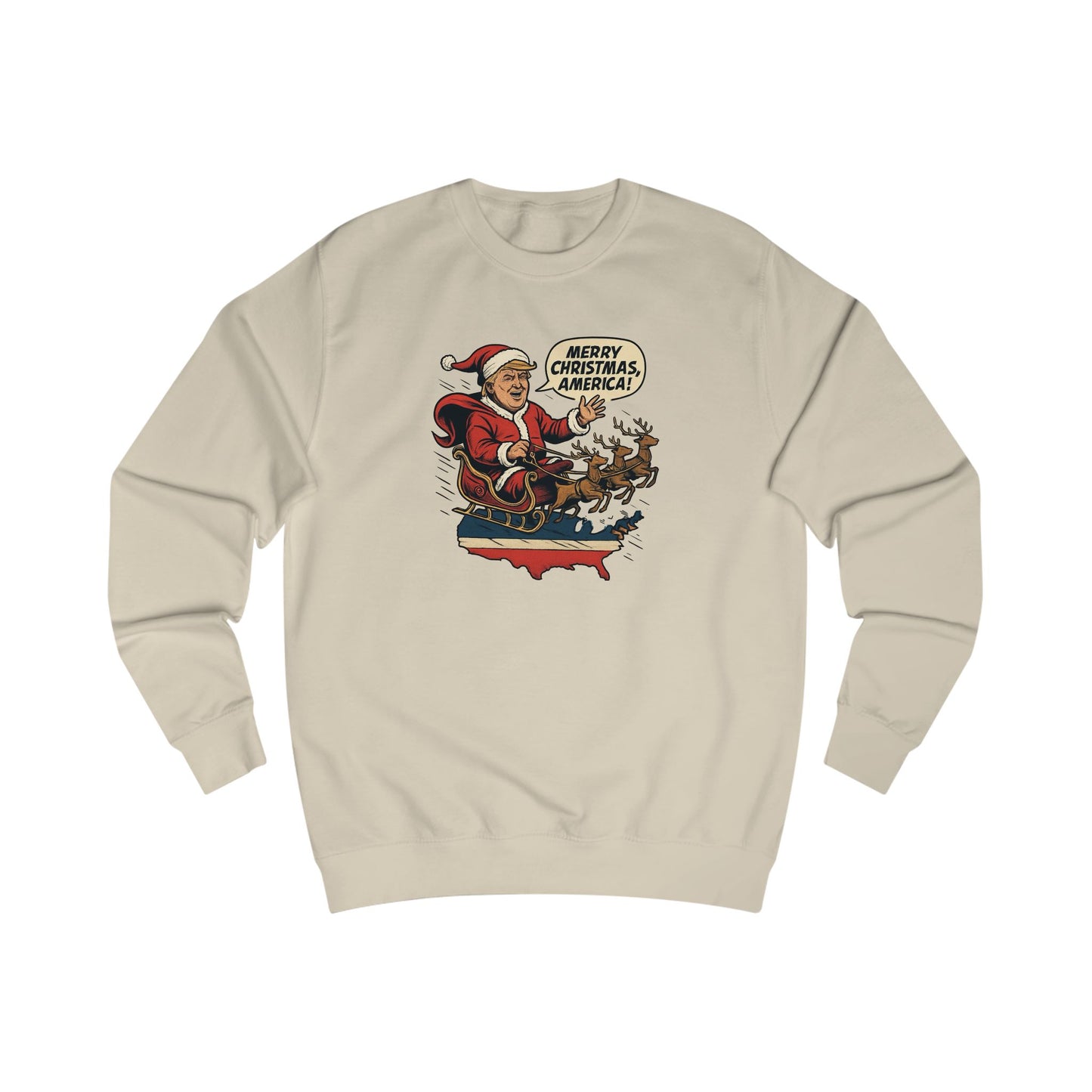 Christmas over the USA Sleigh Sweatshirt — Vintage Holiday Graphic Sweatshirt