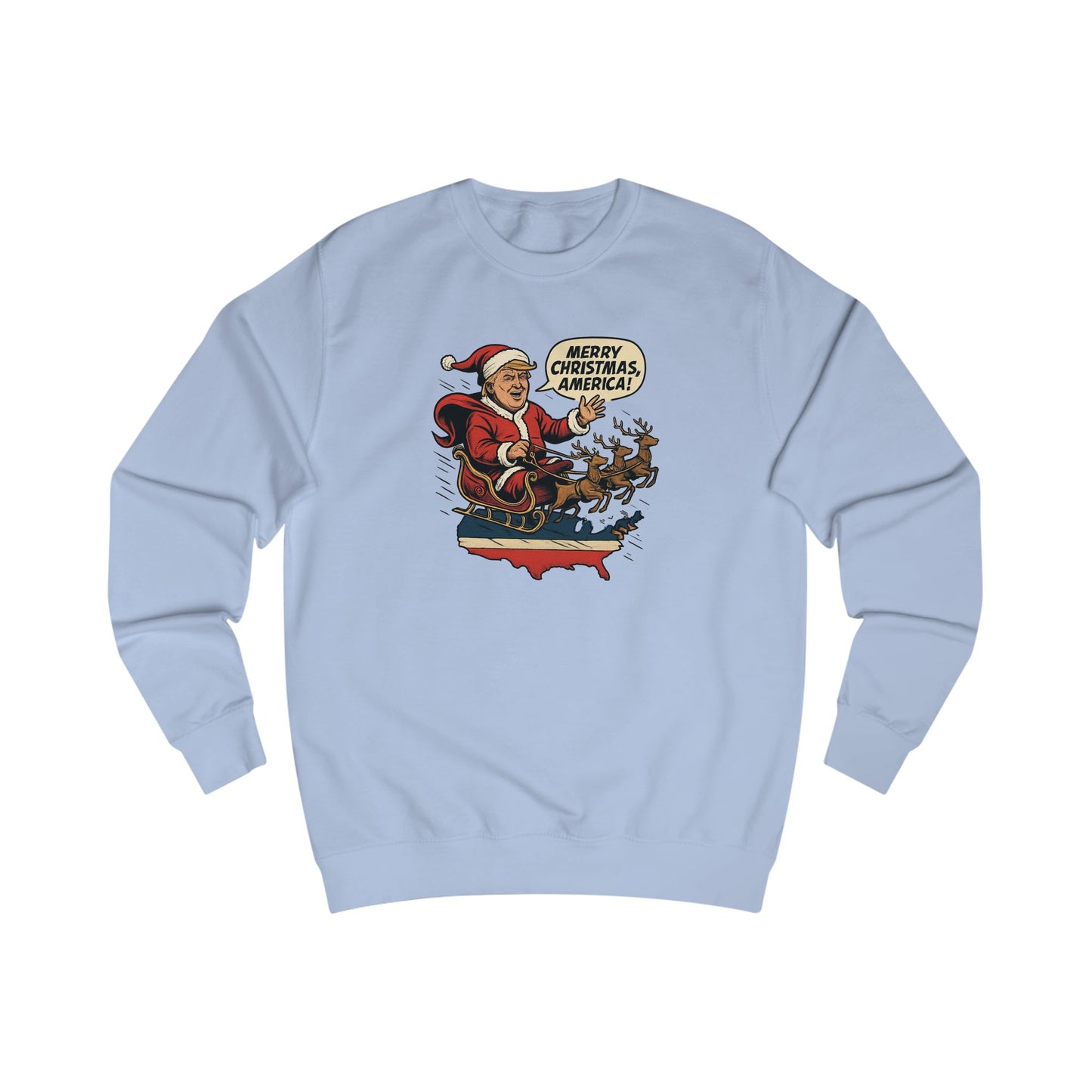 Christmas over the USA Sleigh Sweatshirt — Vintage Holiday Graphic Sweatshirt