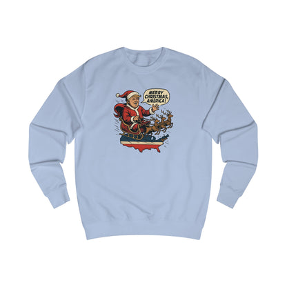Christmas over the USA Sleigh Sweatshirt — Vintage Holiday Graphic Sweatshirt