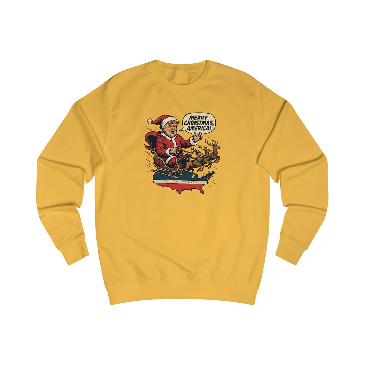 Christmas over the USA Sleigh Sweatshirt — Vintage Holiday Graphic Sweatshirt