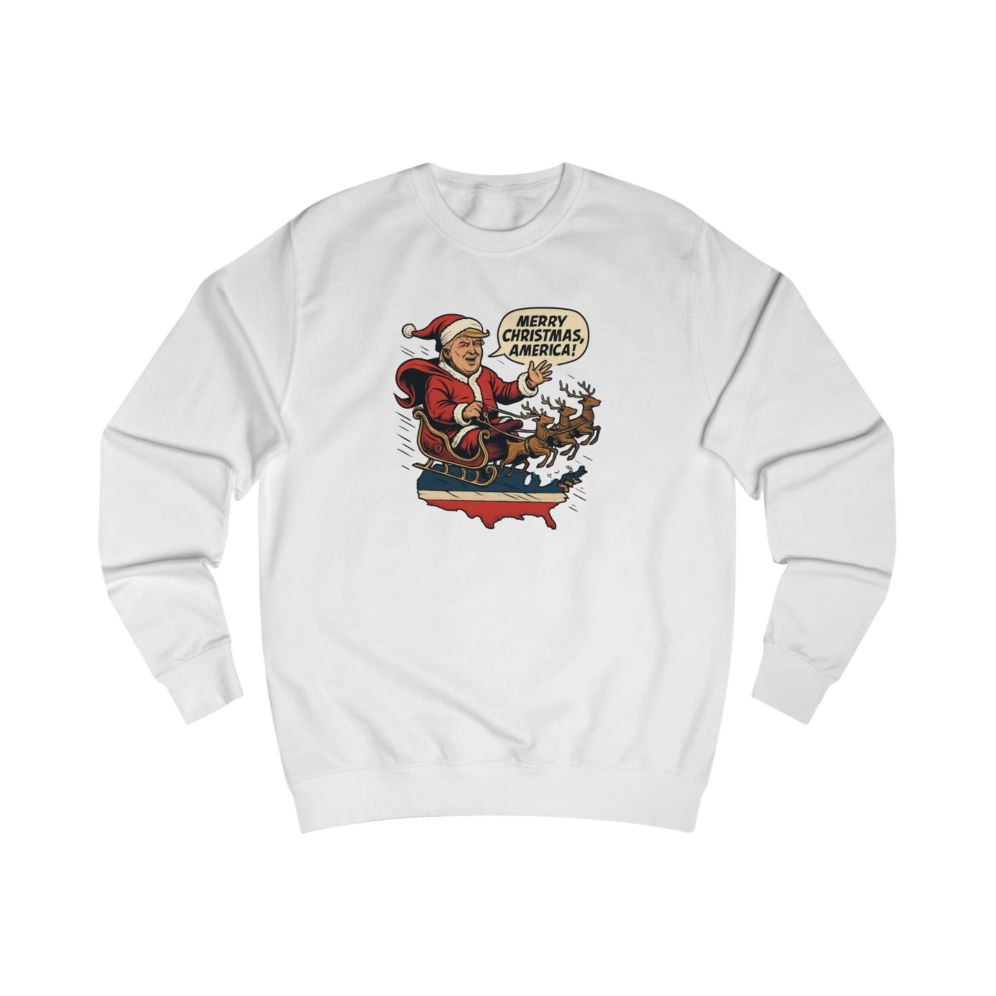 Christmas over the USA Sleigh Sweatshirt — Vintage Holiday Graphic Sweatshirt