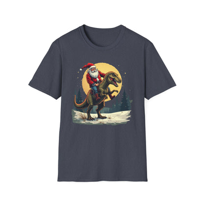 Santa Riding T-Rex T-Shirt — Funny Christmas Dino Tee