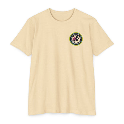 Sports Massage, Retro Camper Badge T-Shirt — Vintage RV Travel Logo Tee