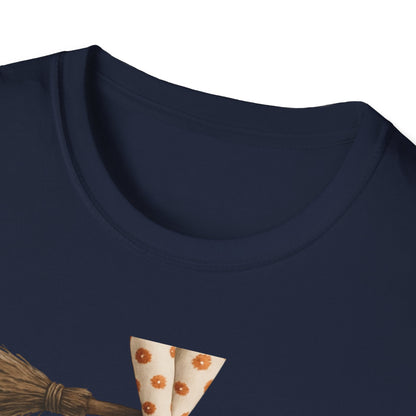 Bat and Bubblegum Unisex Softstyle T-Shirt, Halloween Top, Whimsical Graphic Tee, Cute Gift for Animal Lovers, Fall Vibes