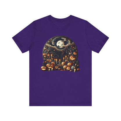 Halloween Pumpkin mural, Short Sleeve Tee, Spooky Tee, Unisex Halloween Shirt, Autumn T-shirt, Harvest Festival Shirt, Trick or Treat Shirt, [...]