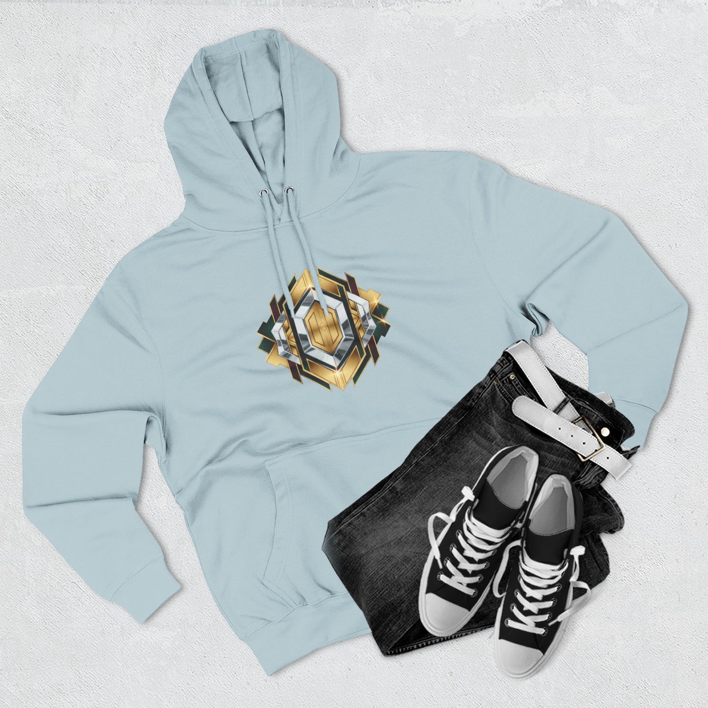 Geometric Gold Crest Hoodie
