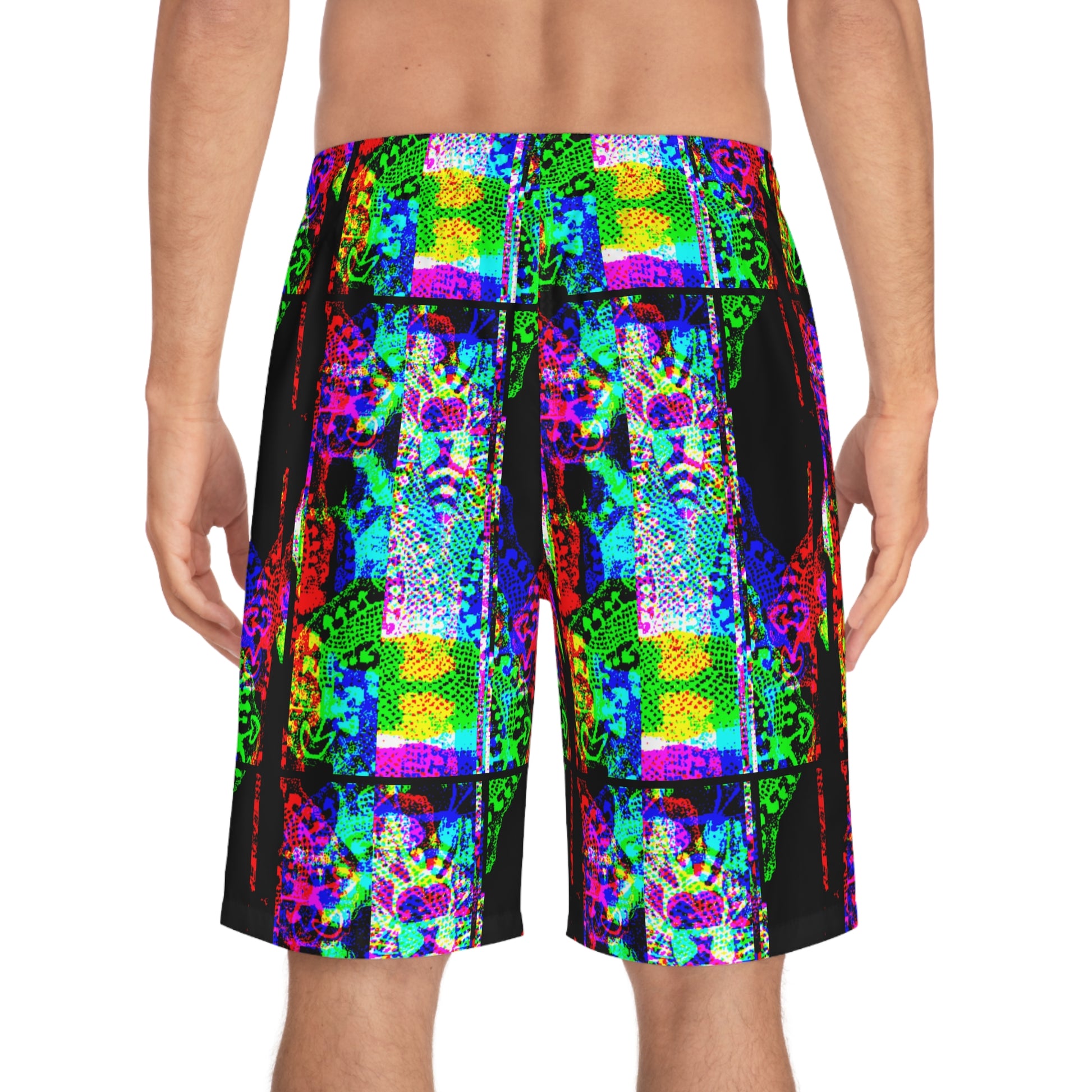 Board Shorts - Groovy Bee Man Pattern - Psychonaut Swag