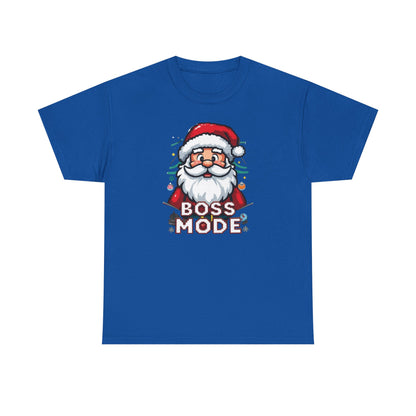 Boss Mode Santa T-Shirt — Funny Christmas Tee with 'Boss Mode' Santa Design
