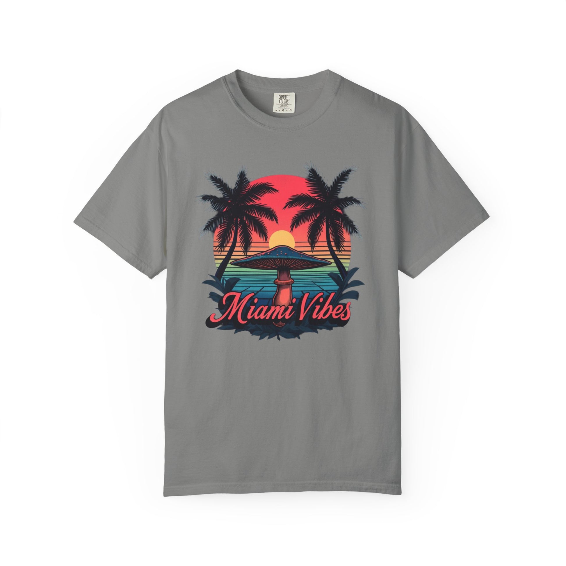 Miami Vibes, T-Shirt with Tropical Vibes Design, Summer Apparel, Beachwear, Gift for Vacation Lovers, Relaxed Style - Psychonaut Swag