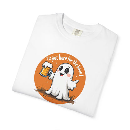 Halloween Ghost Beer T-Shirt — "I’m Just Here for the Boos" Cute Spooky Tee