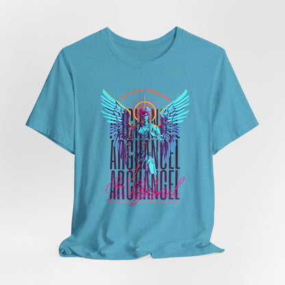 St. Gabriel Angel Tee — "God Is My Strength" Neon Graphic T-Shirt