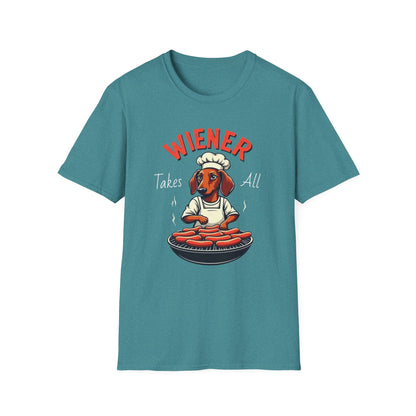 Wiener takes all, Dog Humor T-Shirt, Funny Pet Lover Gift, Cute Dog Tee, Unisex Funny Shirt, Dog Lover's Apparel - Psychonaut Swag