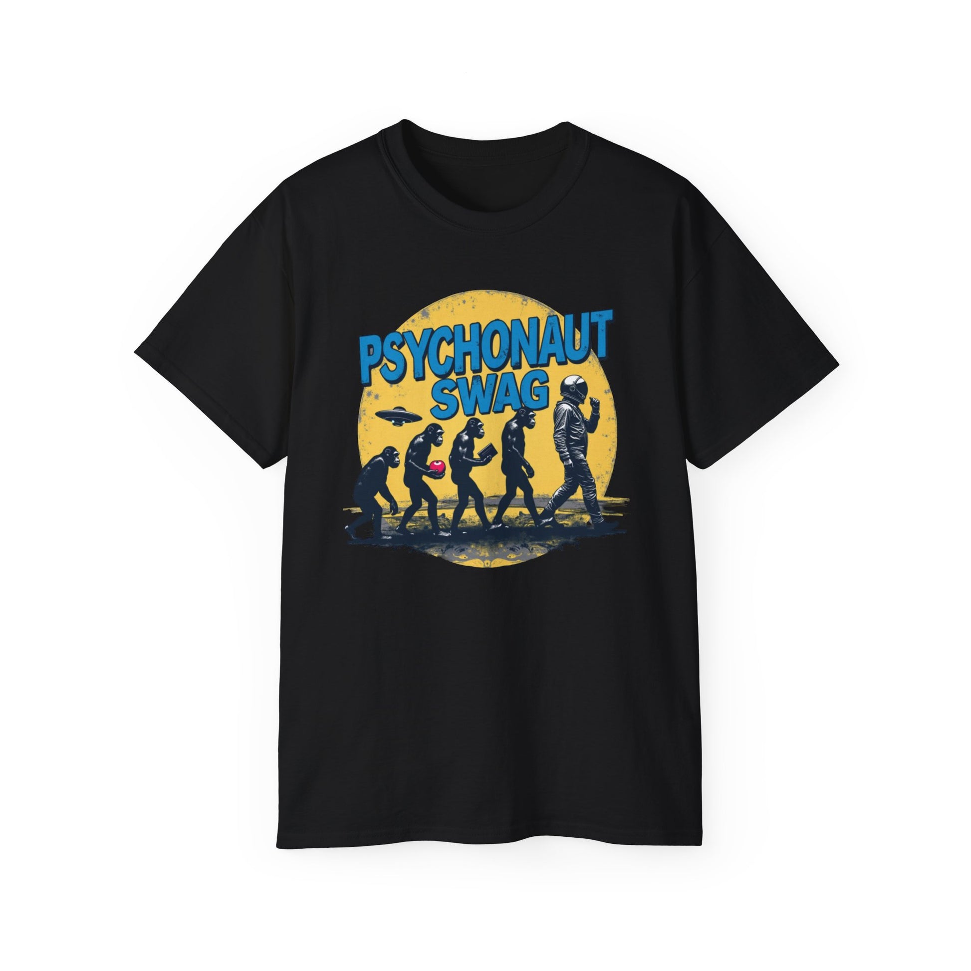 Psychonaut Evolution of Man Sunset, Unisex Tee, Retro Graphic T-Shirt, Music Festival Attire, Gift for Gamers, Casual Streetwear - Psychonaut Swag