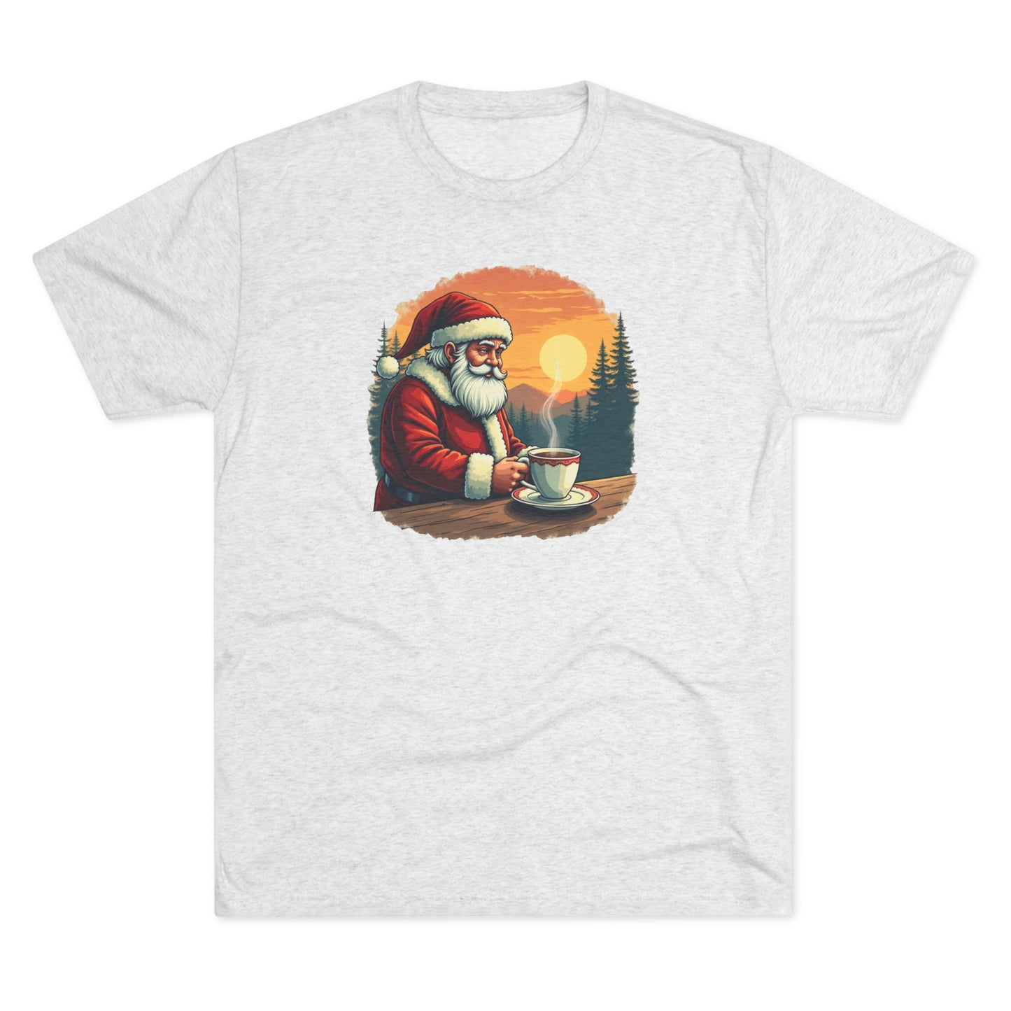 Santa Coffee Tee — Vintage Holiday Santa Drinking Coffee T-Shirt