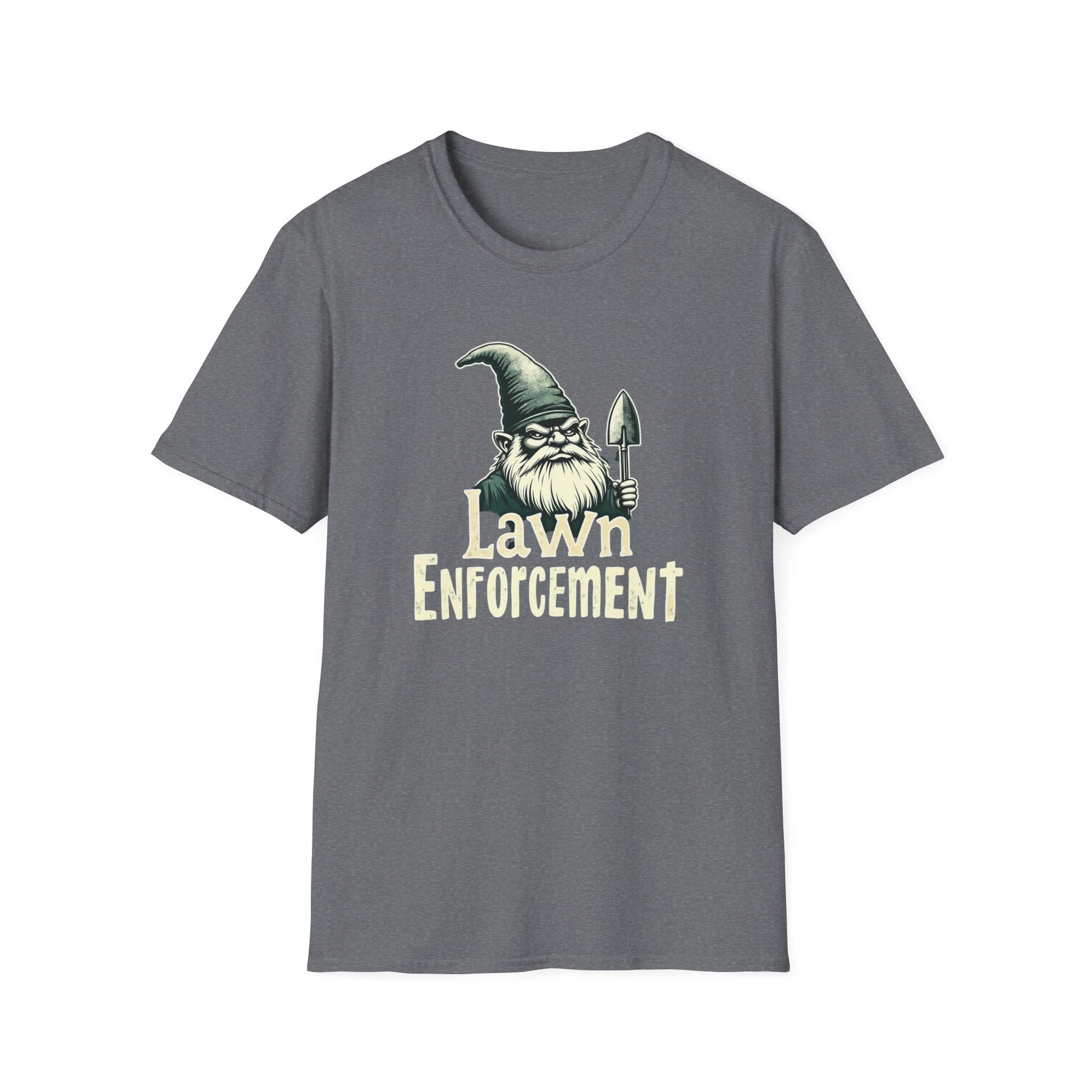 Whimsical Gnome Lawn Enforcement Unisex T-Shirt, Funny Gift for Men, Unique Humor Tee, Cozy Casual Wear, Perfect for Birthdays & Celebrations - Psychonaut Swag
