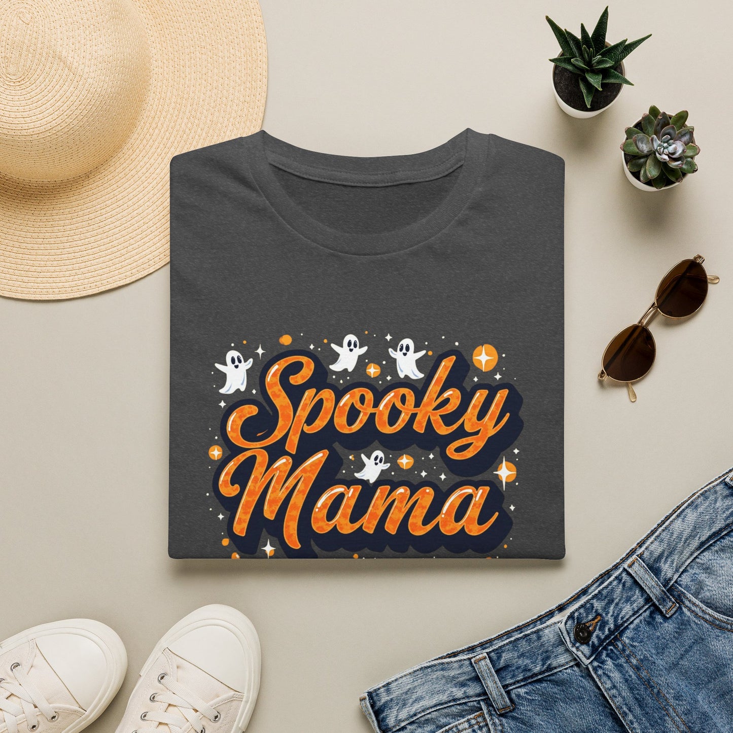 Spooky Mama T-Shirt — Halloween Mom Tee with Cute Ghosts