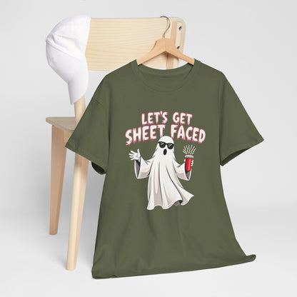 Let's Get Sheet Faced Ghost T‑Shirt — Funny Halloween Party Tee