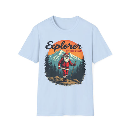 Explorer of the Year T-Shirt — Santa Hiker Vintage Outdoor Christmas Tee