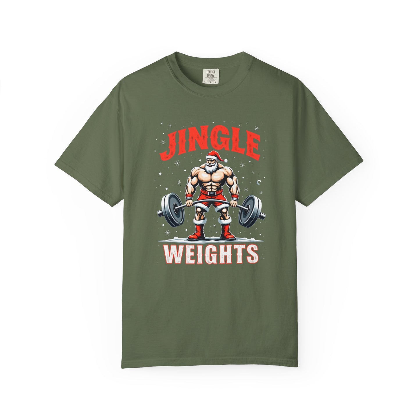 Jingle Weights T-Shirt — Santa Weightlifting Gym Tee (Christmas Fitness Gift)