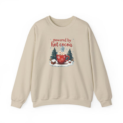 Crewneck Sweatshirt - "Powered by Hot Cocoa" Winter Graphic