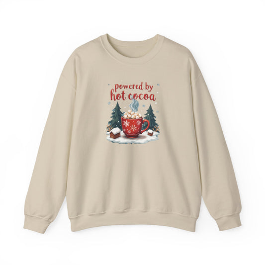 Crewneck Sweatshirt - "Powered by Hot Cocoa" Winter Graphic