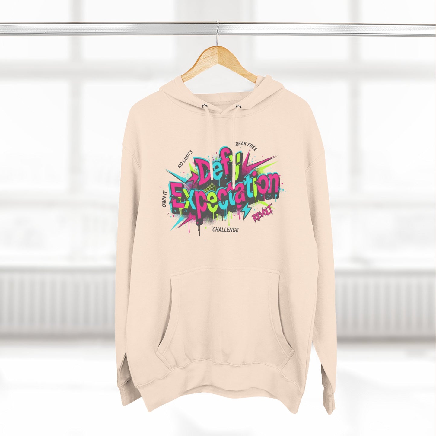 Expectation vs Reality Hoodie — Retro 90s Graffiti 'Defy Expectation' Pullover