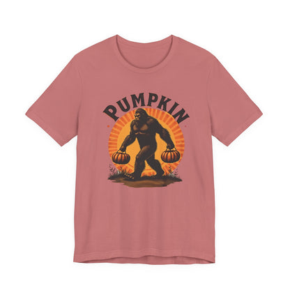 Pumpkin Bigfoot T-Shirt – Unisex Harvest Tee for Fall, Halloween, Autumn Celebrations, Gift for Nature Lovers, Casual Wear