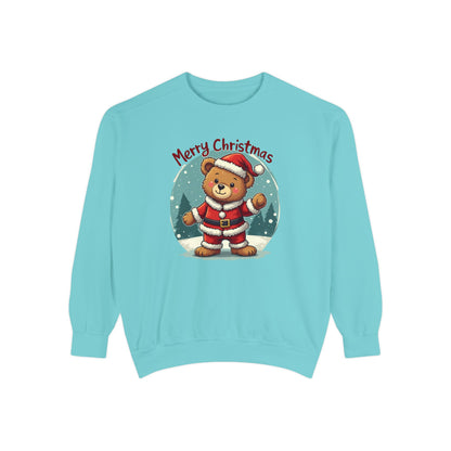 Christmas Bear, Unisex Garment-Dyed Sweatshirt