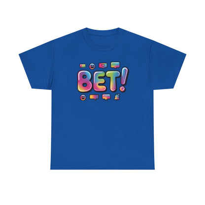 Bet! Colorful Speech Bubble Graphic Tee — Casual Youth Streetwear T-Shirt