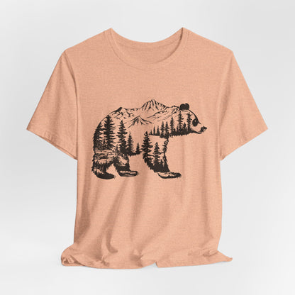 Mountain Bear Graphic Tee — Forest Silhouette Nature T-Shirt