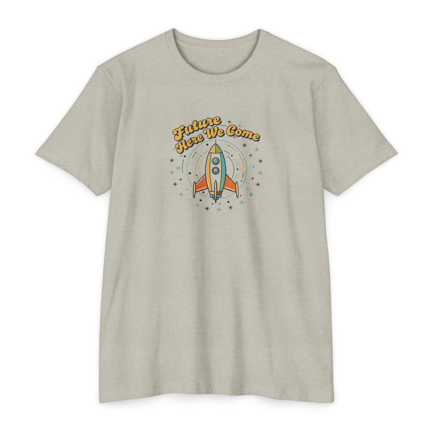 Retro Rocket T-Shirt - "Future Here We Come" Vintage Space Tee