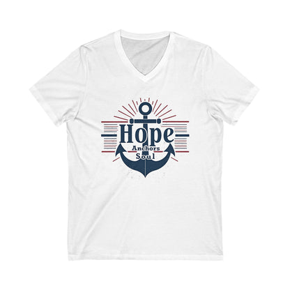 Hope Anchors the Soul V-Neck Tee | Inspirational Shirt, Nautical Apparel, Motivational Gift, Unisex T-Shirt, Casual Wear - Psychonaut Swag