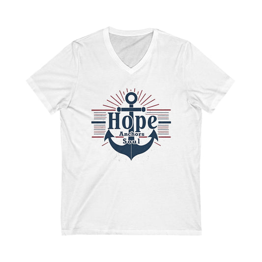 Hope Anchors the Soul V-Neck Tee | Inspirational Shirt, Nautical Apparel, Motivational Gift, Unisex T-Shirt, Casual Wear - Psychonaut Swag