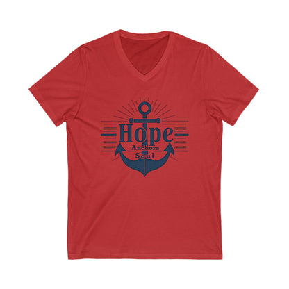 Hope Anchors the Soul V-Neck Tee | Inspirational Shirt, Nautical Apparel, Motivational Gift, Unisex T-Shirt, Casual Wear - Psychonaut Swag