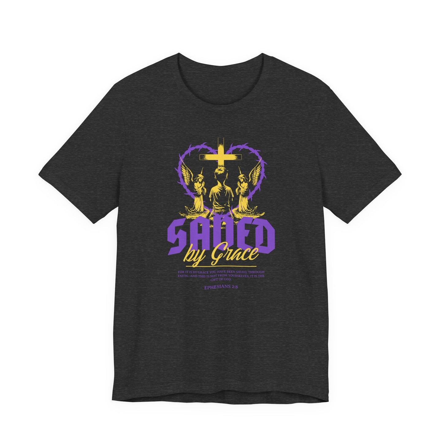 Saved by Grace T‑Shirt — Christian Faith Heart Design