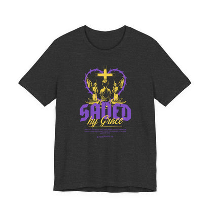 Saved by Grace T‑Shirt — Christian Faith Heart Design