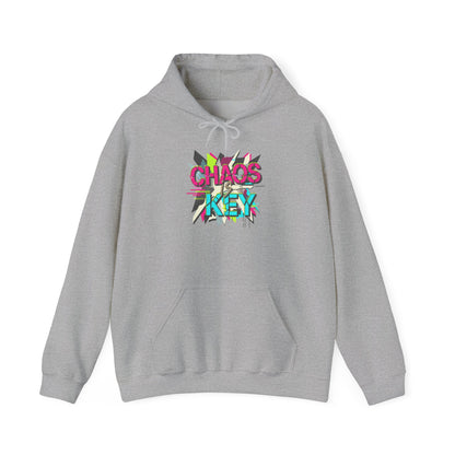 Chaos Key Hoodie — Retro Neon Graphic Pullover