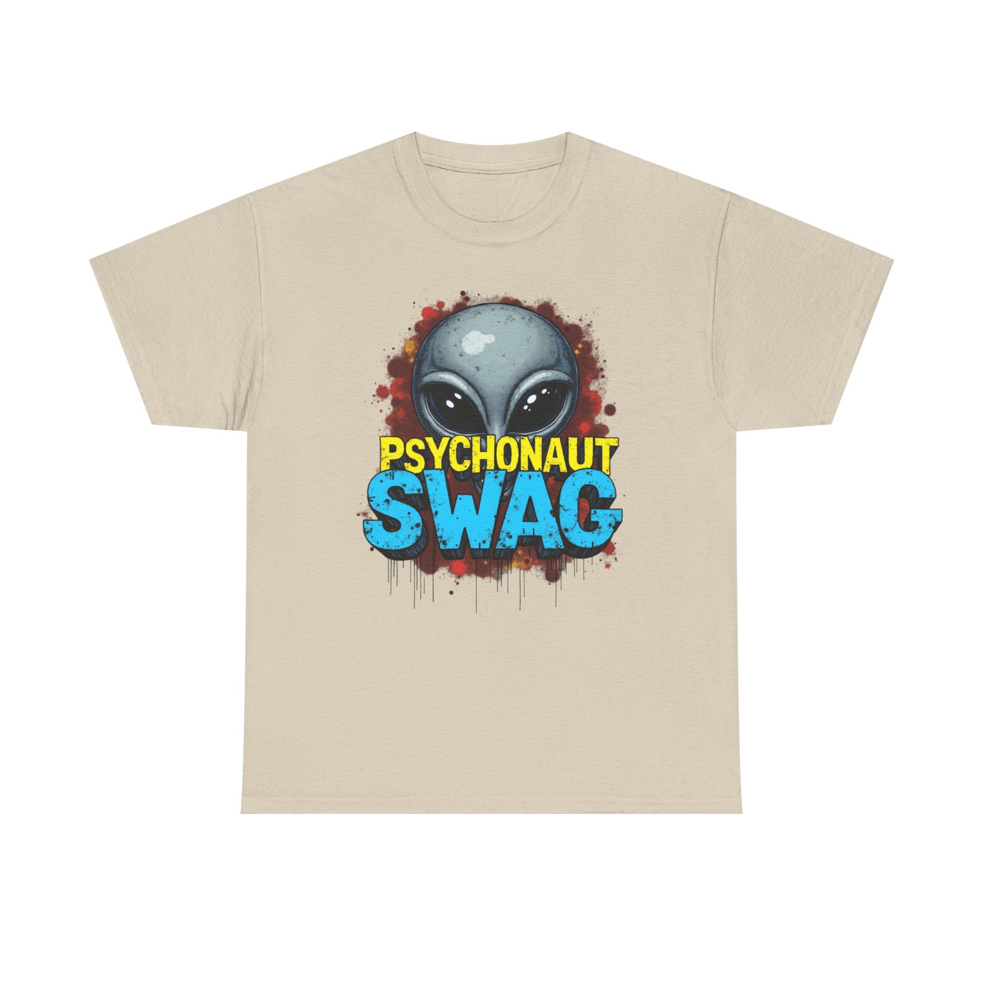 Hidden Alien, Psychonaut Swag, Staple Tee, Unisex Heavy Cotton Tee - Psychedelic Alien Swag Tee, Fun Graphic Tee, Perfect for Festivals, Casual Wear, Gift for Space Lovers - Psychonaut Swag